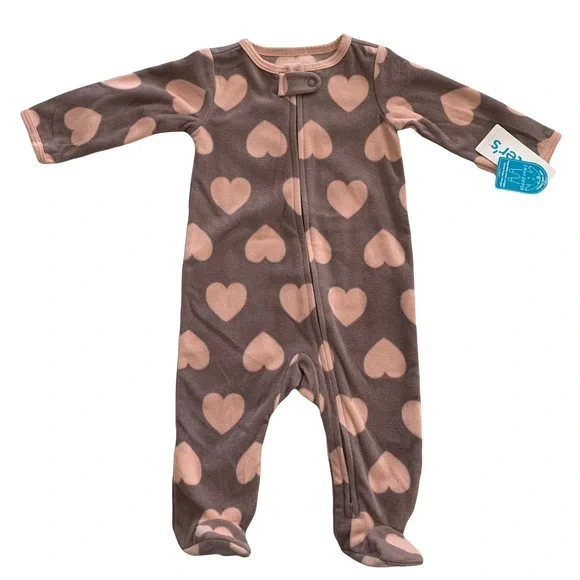 🦚2/$18 Carter’s Heart 2-Way Zip Cotton Blend Sleep & Play Pajamas - Picture 1 of 15
